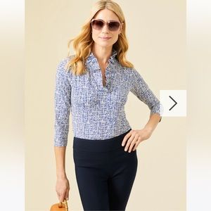 Durham Ruffle Top in Cross Hachure